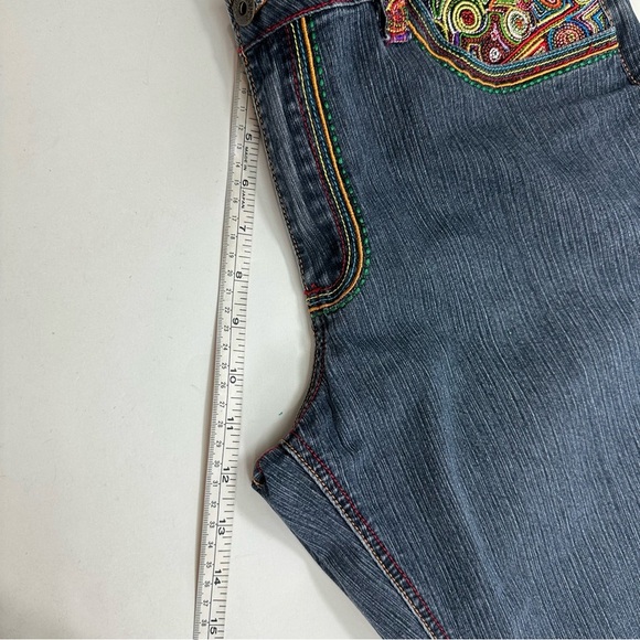 Brighton Blues Bermuda Jeans Women’s 12 Colorful Embroidery Stretch Cotton - Picture 8 of 9